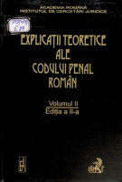 Explicații teoretice ale Codului Penal Român. Partea generală, Vol. II