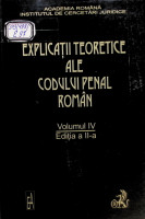 Explicații teoretice ale Codului Penal Român.  Partea specială. Vol. IV