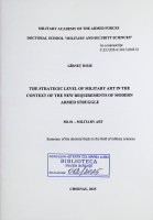 The strategic level of military art in the context of the new requirements of modern armed struggle